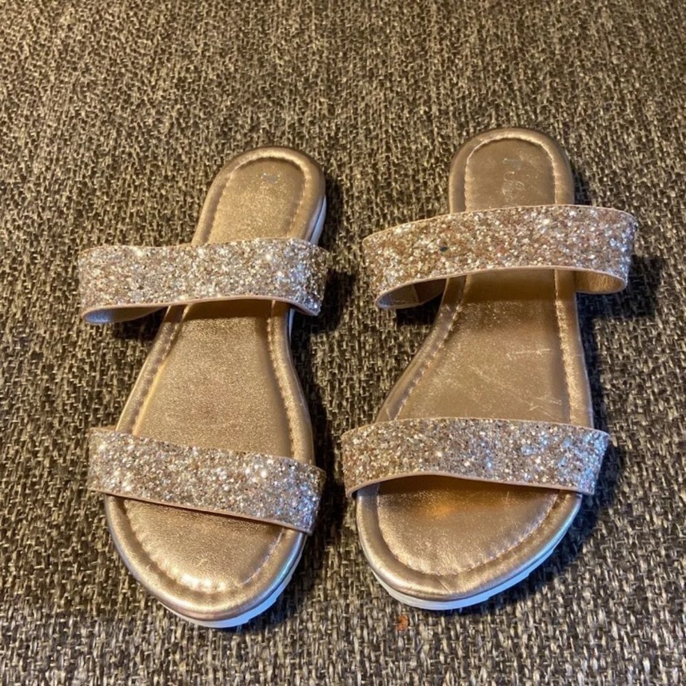 Sarah Jayne rose gold glitter sandals